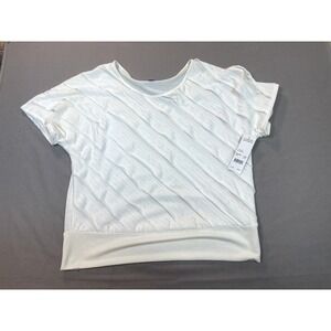 NY Collection Women's Shirt Size 0X  White Ruffle Short Sleeve Classic Preppy